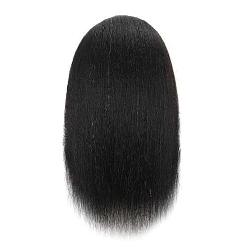 100% Real Human Hair Mannequin Head with Stand Manikin Cosmetology Doll Training Head for Hairdresser Practice Braiding Styling Curling Cutting Display - color: Deak Black