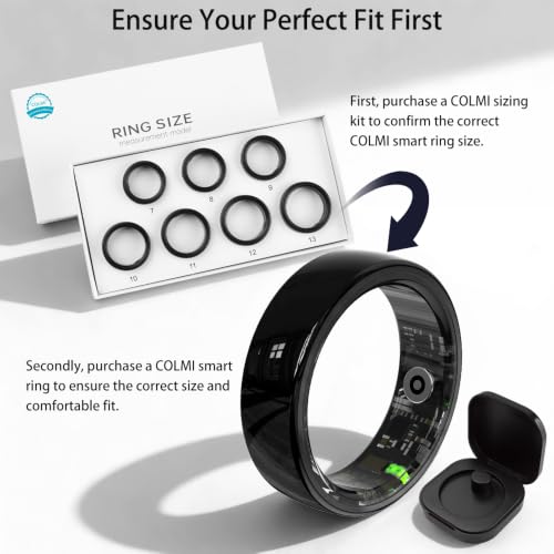 Smart Ring for Women, Health Tracker & 5ATM, COLMI R02. (Black Ceramic, 7#) | No Subscription Fee & Skin Temperature, Heart Rate, Blood Oxygen, Sleep Health Monitoring, Sports Tracking, Menstrual Cycle. - color: Black Ceramic, size: 7#