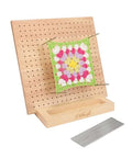Olikraft Granny Square Blocking Board (9.5 Inch, 15 Pins, Stand) | Durable rubberwood build, evenly spaced 0.5 inch holes for perfect tension, secure hold from rust-resistant stainless steel - size: 9.5 inches, style: Standard - 15 pins