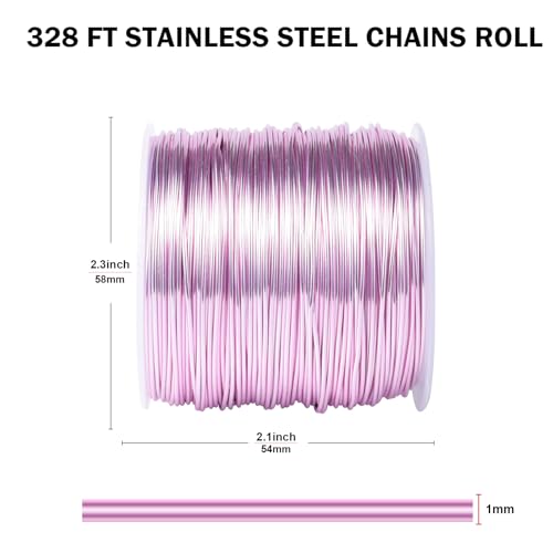18 Gauge Aluminum Wire for Craft 328FT Pink Bendable Aluminum Wire Bulk | 1mm Flexible Aluminum Armature Crafting Wire Roll for Sculpting DIY Jewelry Making - color: Pink, size: 18 Gauge