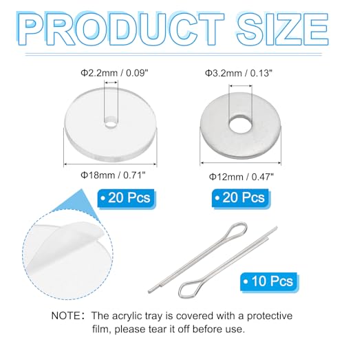 PATIKIL 18mm Doll Joints, 10 Set Removable Cotter Pin Joints Connector and Acrylic Tray for Bear Limbs Making Head Joints DIY Crafts Accessories - size: 18mm