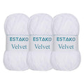 Estako Velvet Yarn for Crocheting, Chenille, 3 Pack, White | super bulky, ultra soft, plush, cozy, thick, fluffy, polyester, 300 g, 396 yds, amigurumi - color: 1110 - White, size: Pack of Three
