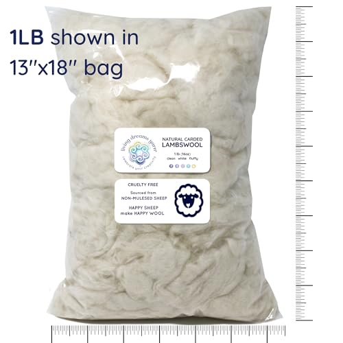 Lambswool Natural White Clean Fluffy Classic Fiber for Toy Stuffing & Filling, 1LB - size: 1 LB