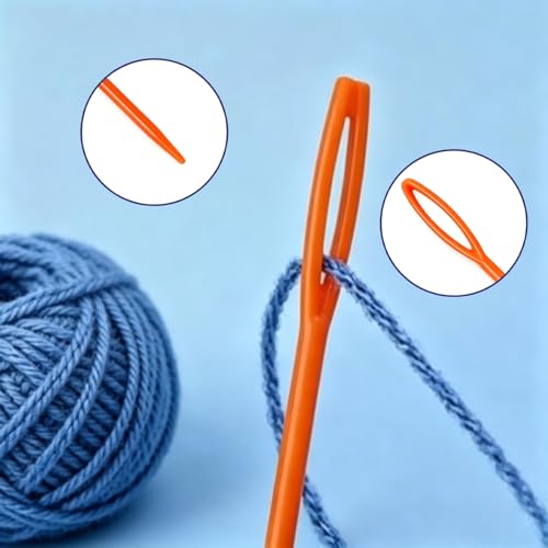 Hxcioy 50PCS Plastic Yarn Needles, Canvas Embroidery Big Eye Sewing Needles, DIY Handmade Craft Safety Plastic Lace Needle, 3.54 Inches