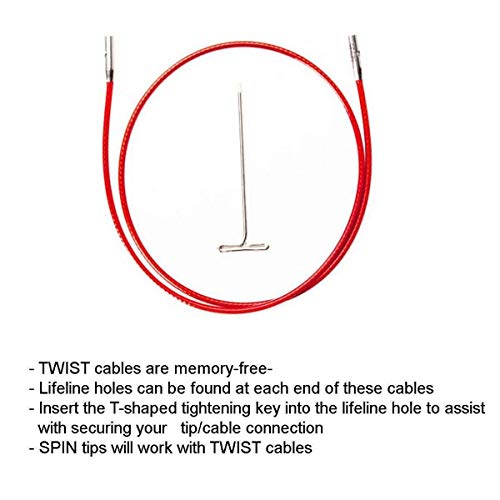ChiaoGoo Twist Red Cable 8-Inch [L] for Large Circular Needle Tips | Fits US 9-13, [L] Nylon Coated Steel Cables, Memory-Free, Stitch Holder, Compatible with Twist, Spin, Quads, Forte Tips - size: 8 inches, Large US 9-15