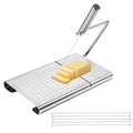 Penitue Cheese Slicer Board with 5 Replacement Wires, Stainless Steel Block Cheese Cutting Board Butter Slicing Cutter Kit with Measurement Grid Non-Slip Feet for Butter Fruits & Vegetables