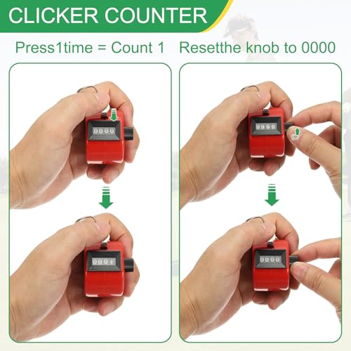 Pitch Counter Clicker, Number Clicker for Counting Mechanical Hand Tally Counter for Golf - Fishing - Coaching - color: Red
