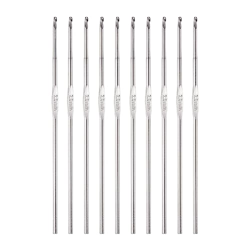 uxcell Stainless Steel Crochet Hook 2mm US Size 4 Knitting Needles for DIY Craft Yarn 10Pcs - size: 2mm