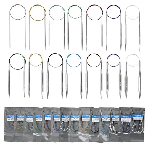 7.0mm Circular Knitting Needles - 16-inch/40cm US10.75 Ergonomic Stainless Steel Set with Tangle-Free Cable and Smooth Joints, Ideal for Hats, Socks, and Sleeves - size: 7.0mm/US10.75