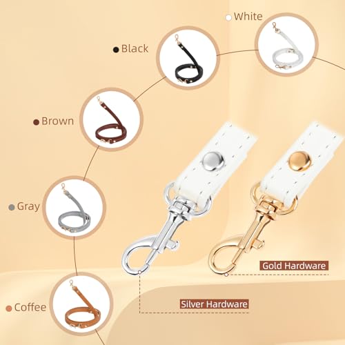 RAYNAG Leather Crossbody Strap Replacement, Adjustable Purse Strap, Handbag Shoulder Strap Replacement with Gold Hardware, White - color: White With Gold Hardware