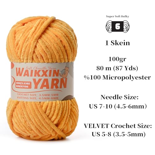 （2 Golden Yellow） 2 Pack Super Soft Fuzzy Chenille Chunky Yarn for Crocheting, 200g (175yds) Fluffy Velvet Yarn for Hand Knitting Baby Blankets Weaving Craft - color: 2 Golden Yellow