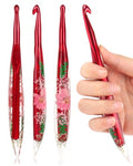 Coopay Crochet Hooks, 8mm Ergonomic Crochet Hook with Floral Plastic Grips | Long Crochet Needles for Crocheting,Stylish and Unique, Ideal for Crocheting Blankets, Dolls, Shawls, Hats, Scarves (L-8.0mm) - size: L-8.0mm