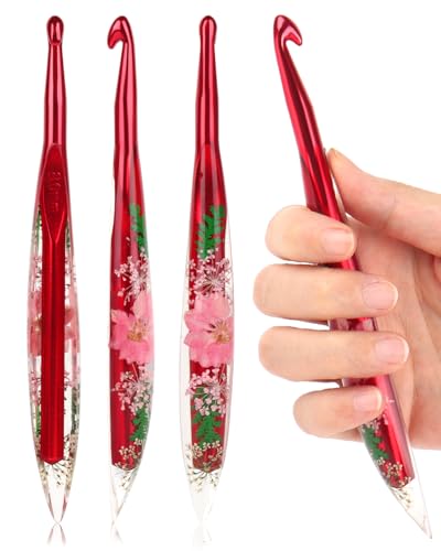 Coopay Crochet Hooks, 8mm Ergonomic Crochet Hook with Floral Plastic Grips | Long Crochet Needles for Crocheting,Stylish and Unique, Ideal for Crocheting Blankets, Dolls, Shawls, Hats, Scarves (L-8.0mm) - size: L-8.0mm