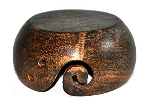 Premium Solid Dark Handmade Crafted Wooden Portable Antique Yarn Storage Bowl - Holder for Knitting Crochet Hook Accessories (6" x 6" x 3", Antique Copper) - color: Antique Copper, size: 6" x 6" x 3"