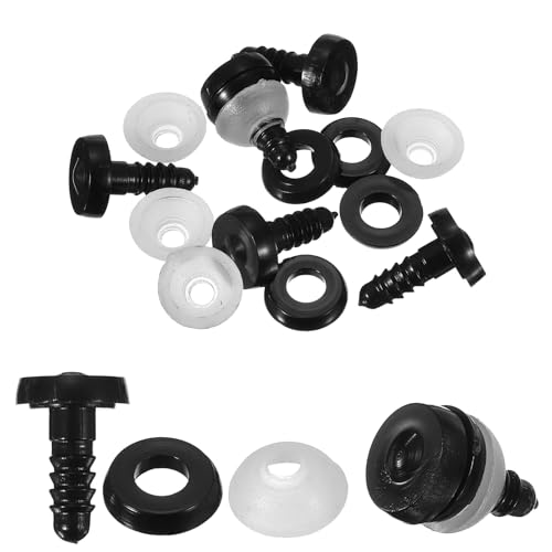 MECCANIXITY 10Set 12mm 1/2" Doll Joints, Plastic Removable Animal Joints Connector Engage Bolt Doll Making Supplies for Bear Limbs Head Joint DIY, Black & Clear
