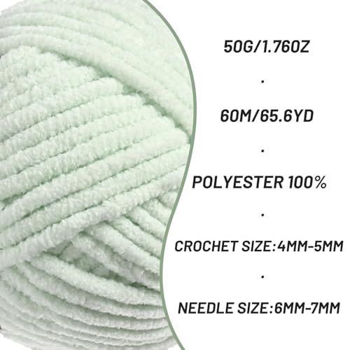 2 Pack Fluffy Velvet Yarn for Crocheting，Baby Blanket Yarn for Crocheting Soft，100g(131yds) Amigurumi Yarns，Plush Chenille Crochet Yarns，Puzzle Yarn for Crochet Weaving Craft(2 Fruit Green) - color: 2 Fruit Green