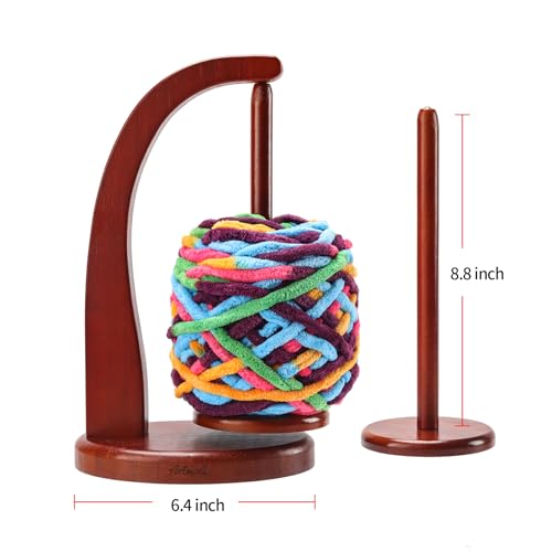 Yarn Holder for Crocheting with Magnetic Yarn spinner-Warm Brown-Standard | Wooden Yarn Ball Holder for Crochet Yarn Storage Organizer with 360° Rotating Spindle, Gift for Knitting Lovers - color: Mahogany, size: Standard Size