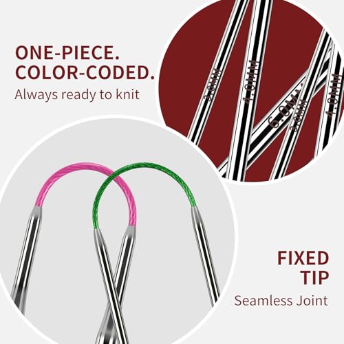 Soosui 5.0mm Circular Knitting Needles US8 |3-Pack 9-inch (23cm) Double-Pointed Flexible Circular Needles, 3cm Cable, Durable and Smooth for Sweaters, Socks, Hats, and Other DIY Knitting Projects. - size: 5.0mm/US8