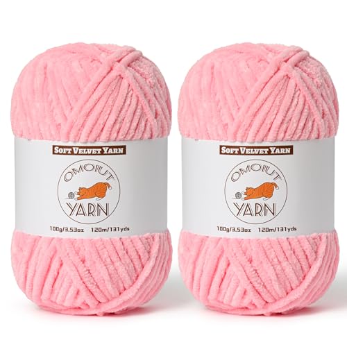 2 Pack Pink Fluffy Velvet Yarn for Crocheting,Chunky Chenille Baby Blanket Yarn for Crochet,Soft Fuzzy Puzzle Yarn for Knitting,(100g/3.53oz Each) Bulky Thick Amigurumi Crochet Yarns - color: 2 Pink