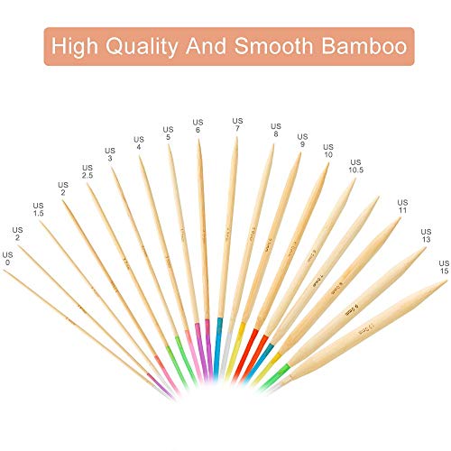 KOKNIT 18 Pairs Bamboo Circular Knitting Needles Set, Including 31" Long Lightweight Knitting Needles(2mm-10mm), 43pcs Knitting Tools and Elegant Storage Case - color: Green