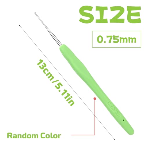 0.75 mm Crochet Hook, Ergonomic Handle for Arthritic Hands, Extra Long Knitting Needles for Beginners and Crocheting Yarn (0.75 mm) - size: 0.75mm