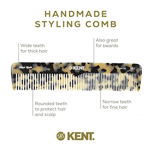 Kent 16T TW Fine Tooth and Wide Tooth Comb for Daily Grooming, Handmade Styling Comb for All Hair Types, Styling and Detangling Combs for Men and Women - color: White Tokyo, size: 6 Pack