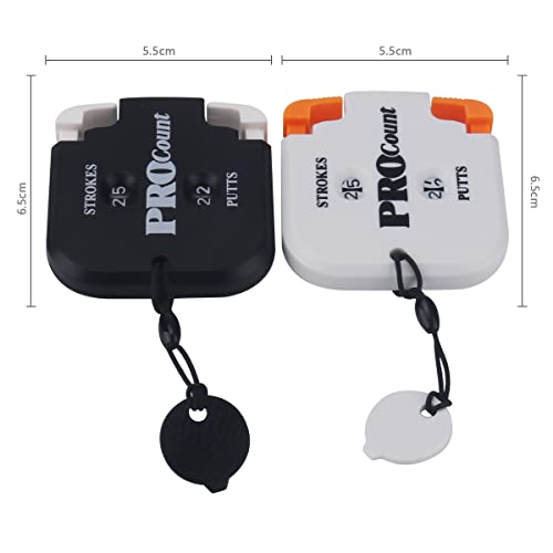 SEACLOUD 2PCS Mini Golf Tally Counter Clicker Turning Technology up to 99 Score Stroke Counter Strike up for Golf Game - style: B2+W1