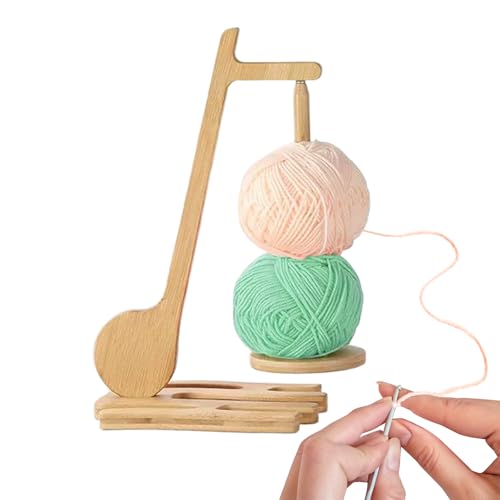 Joyeee Yarn Holder for Crocheting and Knitting, Note Shape Spinning Yarn Minder Hanger for Knitters & Crocheters, Yarn Storage Prevent Tangle-Free, Presents for Crafters, Mothers Day Gift, Natural - color: Light Wooden