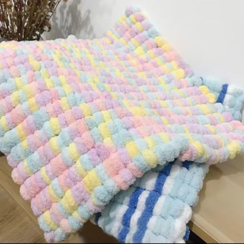 Jelly Bean Pom Bomb Yarn - 150g/Skein Super Bulky Polyester- 4 Balls Pomp-A-Doodle Yarn for Crochet Knitting Handcraft Mat Pet Nest 600g (4, Macaron) - color: Macaron