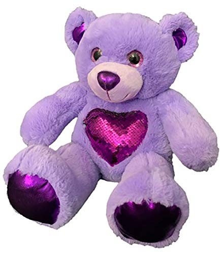 Stuffems Toy Shop Cuddly Soft 16 inch Stuffed Glitz Purple Bear. We Stuff Them, You Love Them.