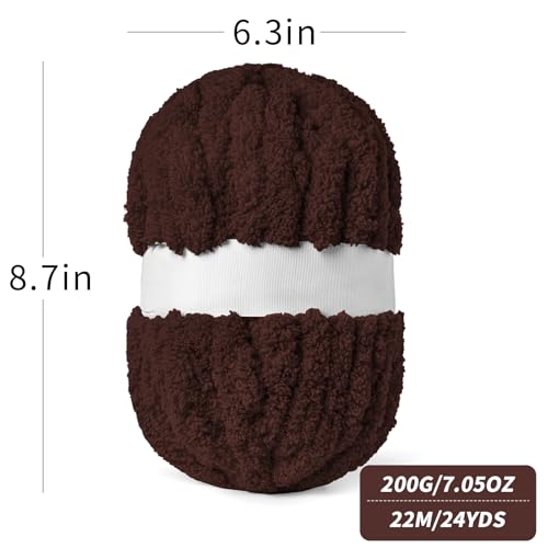 10 Pack Coffee Fuzzy Chunky Yarn for Hand Knitting, Bulky Thick Fluffy Chenille Yarn for Crocheting, 260yds/70.5oz Jumbo Crochet Yarns, Soft Chunky Knit Blanket Yarns for Crochet - color: 10 Coffee