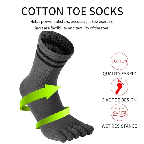 3Pairs Grippy Yoga Socks for Women – Full Toe Cotton Crew Pilates Socks with Non Slip Sticky Grip Bottom,Gifts for Yoga,Barre,Pilates,Dance,Exercises and indoor walking.(Black/Grey/White)