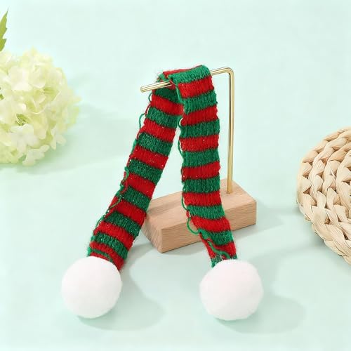 Yxtwaeh 48 Pcs Mini Santa Hats and Scarves for Christmas Crafts Mini Knit Doll Hat Scarf for Christmas Tree Ornaments Wine Bottle Toppers, Red and Green
