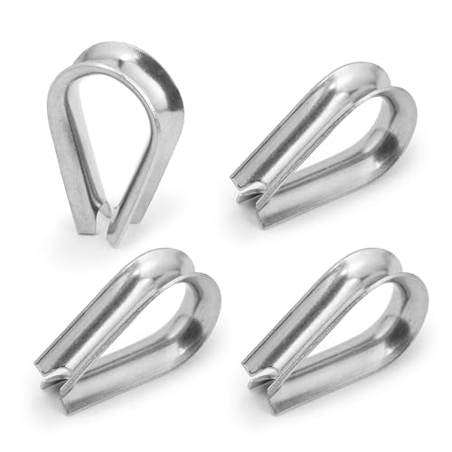 M4 Wire Rope Thimble, 304 Stainless Steel Thimble for 1/8-5/32 Inch Diameter Wire Rope, 12 Pieces - size: M4
