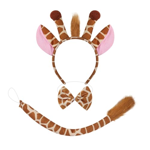 Giraffe Costume Tutu Skirt Set Animal Headband Nose Tail Fancy Outfit Props - color: 3 Pcs Set