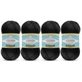 TROYARN Summer (4- Skeins Pack) Silk Effect Hand Knitting Yarn Crochet Art Lace Craft 100% Microfiber Acrylic 4x100 gr (4x383 yds) (105060 - Black) - color: 105060 - Black, size: 4 Skein