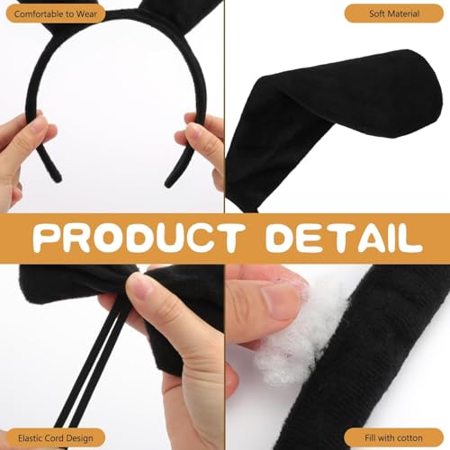 Mototo Zoo Animals Costume Accessories Set Animal Ears Headband for Adult with Tail Bow Tie for Halloween Dress Up Party - style: Black Dog