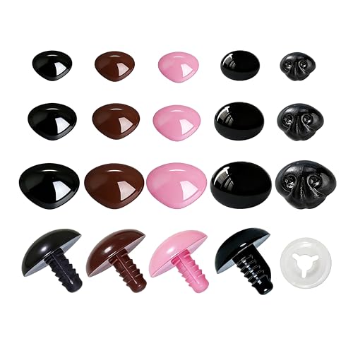 BESTCYC 83pcs Plastic Safety Noses 3 Size 15, 20, 26mm for DIY Crochet