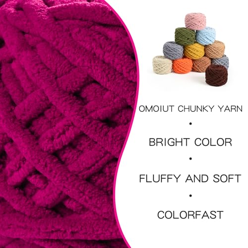 3 Pack Plush Chenille Chunky Yarn 100g (49.2yd) - Fluffy Velvet Yarn Crochet for Blanket Knitting and Crocheting - Baby Yarns for Crocheting Soft - Amigurumi Yarns (3 Angola Red) - color: 3 Angola Red