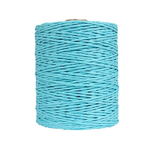 Natural Cotton Raffia Yarn Lake Blue Summer Sun Hat, Beach Bag, Rayon Crochet Yarn, Knitting Materials - 280 Meters/306 Yards - color: Lake Blue