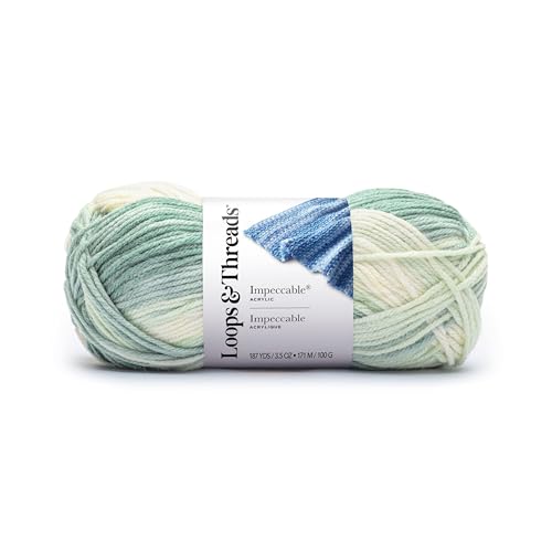 Loops & Threads Sage Impeccable Pastel Yarn – Medium Weight Yarn for Knitting, Crochet, Weaving, Arts & Crafts, 18 Pack - color: Sage Multi