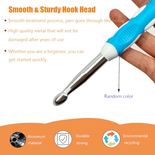 Mdoker Size 7(4.5mm) Crochet Hook,Extra Long Crochet Hooks Needles for Arthritic Hands,Ergonomic Grip Soft Handles for Beginners and Experiecced Crochet Lover,Comfortable/Smooth/Ergonomic - size: 4.5mm