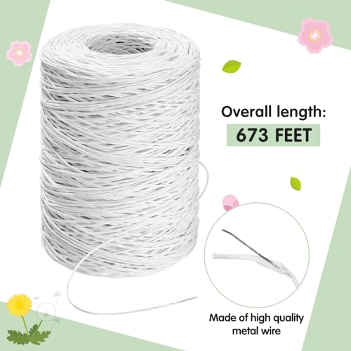 Syhood 673 Feet Floral Vine Bind Wire Rustic Craft Wire, White | For DIY Craft Wrapping, Flower Bouquets Garland Arrangements, , Christmas Wreath Making - color: White, size: 673 Feet