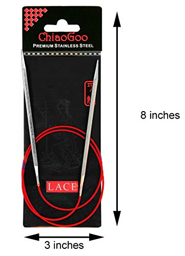 ChiaoGoo Red Lace 47-Inch, US 2 (2.75mm) Circular Knitting Needle | Surgical Stainless Steel, Sharp Tips, Nylon Coated, Memory-Free Steel Cable, Smooth Metal Joins, Easy-Glide, Stitch Holder - size: US 02 (2.75mm), 47 in. (120cm)