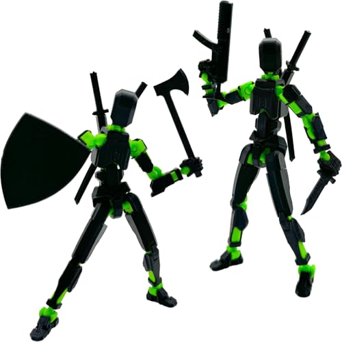 3D Printed Figure 5.54-inch Dummy13 with Weapon Expansion Set. (Black+Green) - color: Black+green