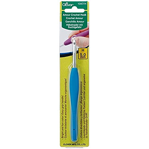 Clover 1047/H Deep Blue Amour Crochet Hook, Size H, 5.0mm - size: 5.00m