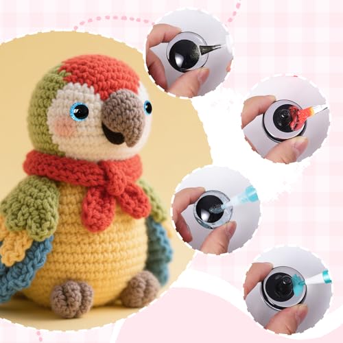 MUCUNNIA Glitter Moon Safety Eyes 256Pcs 6-30mm Safety Eyes for Crocheting with Washers and Size Tools Large Crochet Safety Eyes for Amigurumi Gift for Crochet Lovers Christmas Decorations