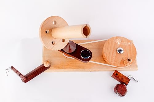 WARESHIRE Yarn Bowl and Ball Winder Combo Wooden Handmade Hand Operated | Natural Yarn Ball Winder Large Center Pull Cake with Wooden Yarn Bowl 6x3 inches | Yarn Ball Holder (Bowl+Mixwood) - color: Bowl+Mixwood