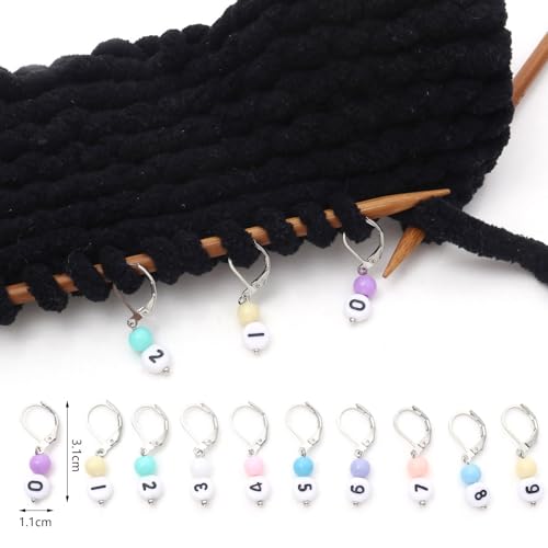 DoreenBeads Stitch Markers for Crocheting and Knitting | Alloy Enamel Crochet Marker Crochet Gifts for Knitting Weaving Sewing Accessories Quilting Jewelry Making - color: 0-9 Numbers Silver