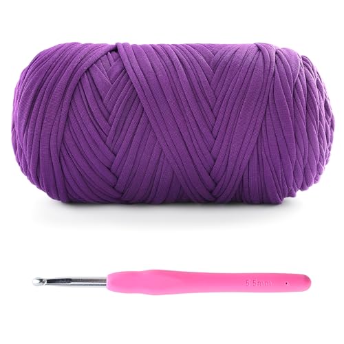 T-Shirt Yarn for Crochet - 400g/131 Yards Elastic Fabric - Violet - color: Violet